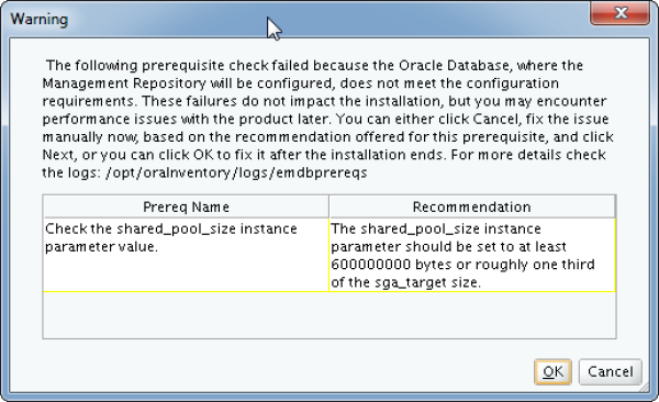 Installation Oracle Cloud Control 12c Schritt 8.2