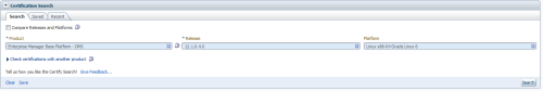Enterprise Manager Base Platform OMS Zertifizierung im Support Portal suchen