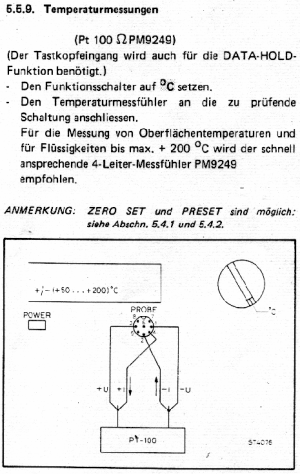 Philips PM 9249 PT-100 Temperatorsonde 