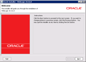 WebLogic Install Screen 1