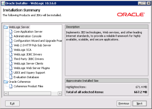 WebLogic Install Screen 9