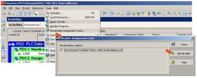  Primavera Recalculate Assigment Costs 