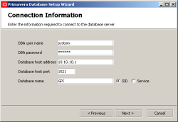  User und DB Host eingeben für die DB Verbindung