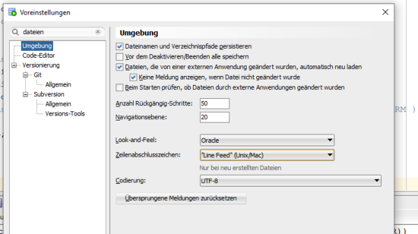  UTF8 als Default für das Speichern von neuen Dateien einstellen 