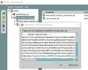  Oracle Wallet Zertifikat hinterlegen 