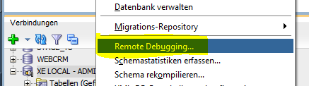  PL/SQL Debugging Menü öffnen